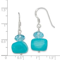 Sterling Silver Polished Aquamarine Crystal & Blue Jade Dangle Earrings view 4