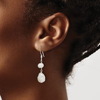 Sterling Silver Polished White 6-9mm Baroque & Semi-Round Freshwater Cultured Pearl Dangle Earrings view 3