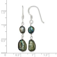 Sterling Silver Polished 5-9mm Black Baroque Freshwater Cultured Pearl Dangle Earrings view 4