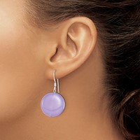 Sterling Silver Polished Lavender Jade Circle Dangle Earrings view 3