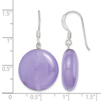 Sterling Silver Polished Lavender Jade Circle Dangle Earrings view 4