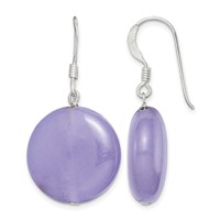 Sterling Silver Polished Lavender Jade Circle Dangle Earrings view 1