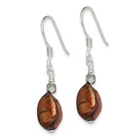 Sterling Silver Polished Brown Freshwater Cultured Pearl Dangle Earrings view 2