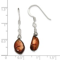 Sterling Silver Polished Brown Freshwater Cultured Pearl Dangle Earrings view 4
