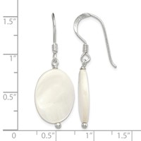 Sterling Silver Polished White Mother of Pearl Oval Dangle Earrings view 4