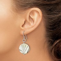 Sterling Silver Polished Zebra Mother of Pearl Disc Dangle Earrings view 3