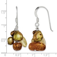 Sterling Silver Polished Amber, Citrine & FW Cultured Pearl Dangle Earrings view 4