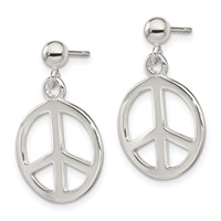 Sterling Silver Peace Sign Dangle Earrings view 2