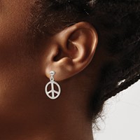 Sterling Silver Peace Sign Dangle Earrings view 3