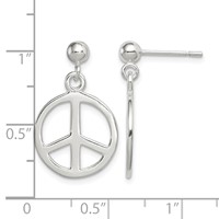Sterling Silver Peace Sign Dangle Earrings view 4