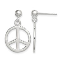 Sterling Silver Peace Sign Dangle Earrings view 1