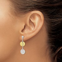 Sterling Silver W Yellow Vermeil Polished & Textured Circle Dangle Earring view 3
