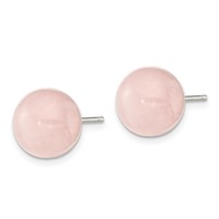 Sterling Silver 10-10.5mm Rose Quartz Button Post Earrings view 2