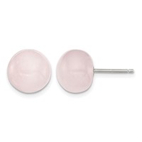 Sterling Silver 10-10.5mm Rose Quartz Button Post Earrings view 1