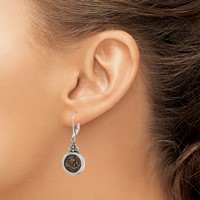 Sterling Silver Polished Pink Crystal, Jade & Mother of Pearl Dangle Earrin view 3