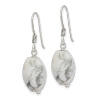 Sterling Silver Polished Oval Howlite Dangle Earrings view 2