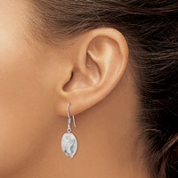Sterling Silver Polished Oval Howlite Dangle Earrings view 3