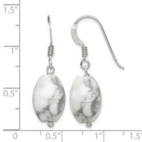 Sterling Silver Polished Oval Howlite Dangle Earrings view 4