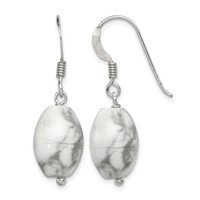 Sterling Silver Polished Oval Howlite Dangle Earrings view 1