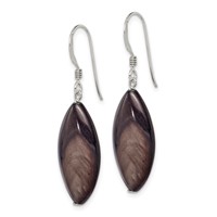 Sterling Silver Polished Grey Mother of Pearl Marquise Dangle Earrings view 2