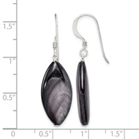 Sterling Silver Polished Grey Mother of Pearl Marquise Dangle Earrings view 4