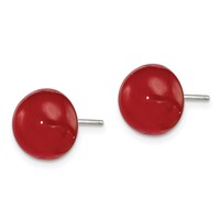 Sterling Silver Rhod-pltd 10-11mm Carnelian Button Post Earrings view 2