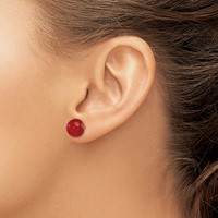Sterling Silver Rhod-pltd 10-11mm Carnelian Button Post Earrings view 3