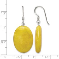 Sterling Silver Polished Yellow Jade Oval Dangle Earrings view 4