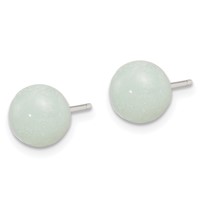 Sterling Silver Rhod-pltd 8-8.5mm Button Amazonite Post Earrings view 2