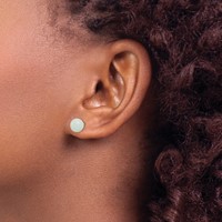 Sterling Silver Rhod-pltd 8-8.5mm Button Amazonite Post Earrings view 3