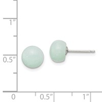 Sterling Silver Rhod-pltd 8-8.5mm Button Amazonite Post Earrings view 4