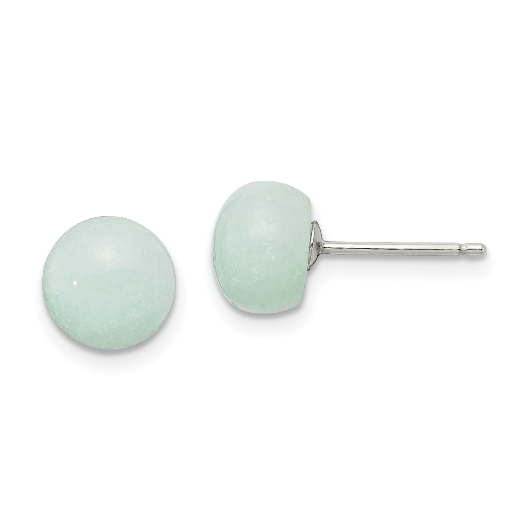 Sterling Silver Rhod-pltd 8-8.5mm Button Amazonite Post Earrings (QE6391)