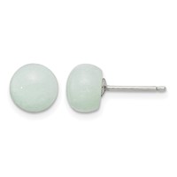Sterling Silver Rhod-pltd 8-8.5mm Button Amazonite Post Earrings view 1