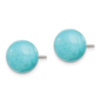 Sterling Silver Rhod-pltd 10-10.5mm Button Turquoise Post Earrings view 2