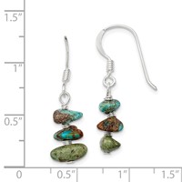 Sterling Silver Polished Three Turquoise Chip Dangle Earrings view 4