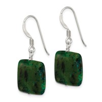 Sterling Silver Polished Chrysocolla Square Dangle Earrings view 2