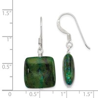 Sterling Silver Polished Chrysocolla Square Dangle Earrings view 4