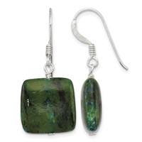 Sterling Silver Polished Chrysocolla Square Dangle Earrings view 1