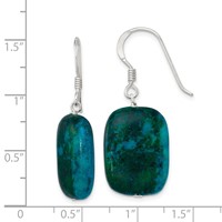Sterling Silver Polished Stabilized Chrysocolla Oval Dangle Earrings view 4