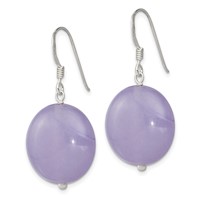 Sterling Silver Polished Lavender Jade Circle Dangle Earrings view 2