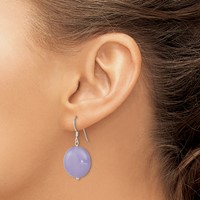 Sterling Silver Polished Lavender Jade Circle Dangle Earrings view 3