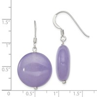 Sterling Silver Polished Lavender Jade Circle Dangle Earrings view 4