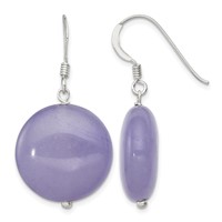Sterling Silver Polished Lavender Jade Circle Dangle Earrings view 1