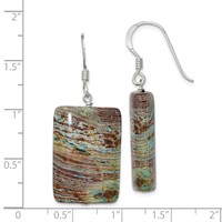Sterling Silver Polished Rectangular Jasper Dangle Earrings view 4