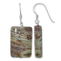 Sterling Silver Polished Rectangular Jasper Dangle Earrings view 1