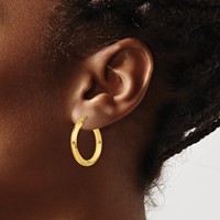 Sterling Silver Gold-flashed 3x 25mm Grooved Hoop Earrings view 3