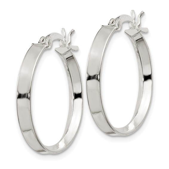 Sterling Silver 2.75mm Square Tube Hoop Earrings