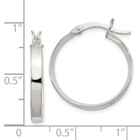 Sterling Silver 2.75mm Square Tube Hoop Earrings