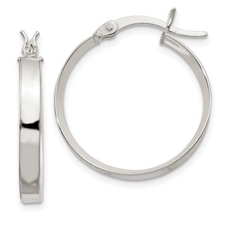 Sterling Silver 2.75mm Square Tube Hoop Earrings