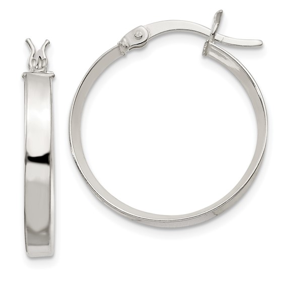 Sterling Silver 2.75mm Square Tube Hoop Earrings